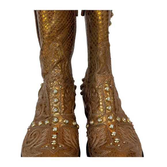 BALDAN embellished gold boots, 38, never worn - Picture 3 of 12